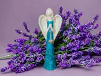 Angel with heart - turqoise -  35 x 15 cm decorative figurine 