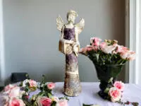 Angel Frances - purple with gold -  30 x 14 cm decorative figurine 