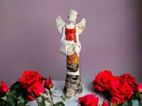 Angel Frances - white brown orange -  30 x 14 cm decorative figurine 