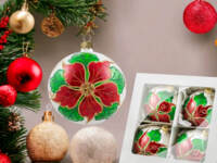  -  100 mm glass christmas balls  4 pcs