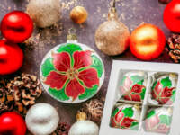  -  100 mm glass christmas balls  4 pcs