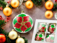  -  100 mm glass christmas balls  4 pcs