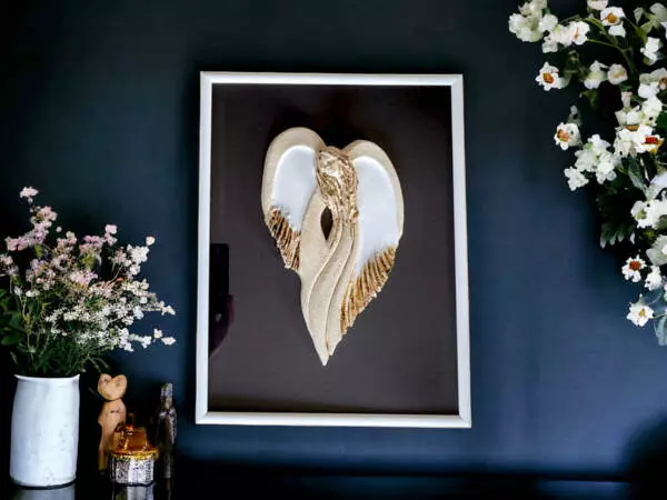 Angel Cynthia + Frame - white -  30 x 17 cm decorative figurine 