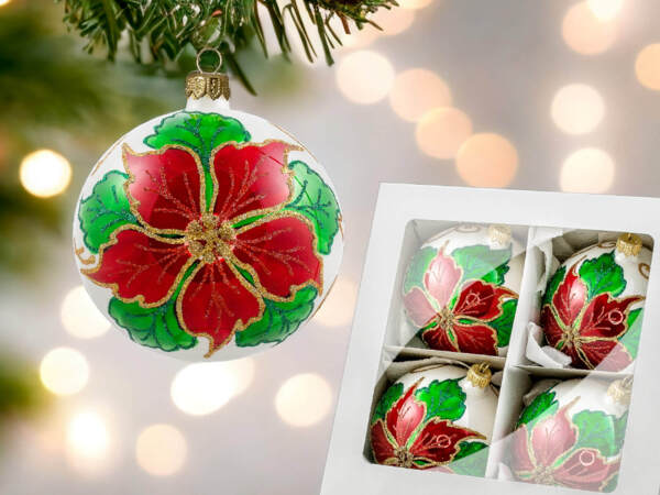  -  100 mm glass christmas balls  4 pcs