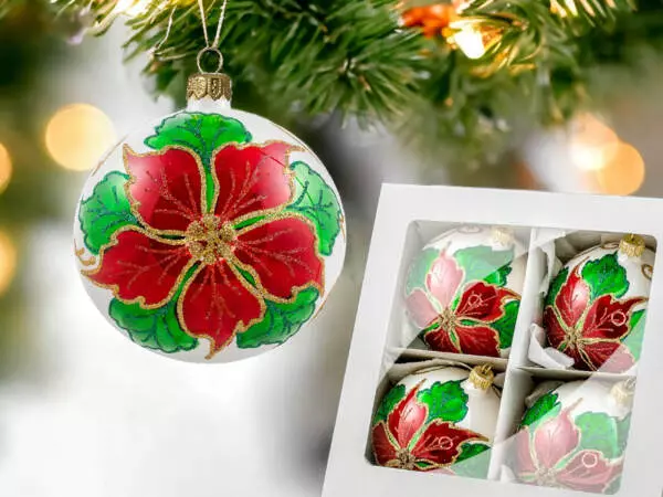  -  100 mm glass christmas balls  4 pcs