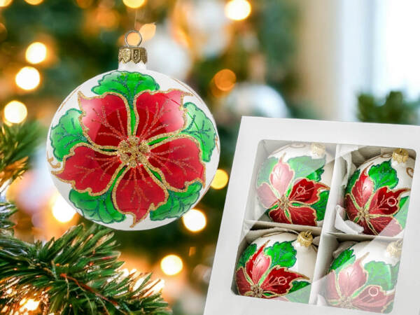  -  100 mm glass christmas balls  4 pcs